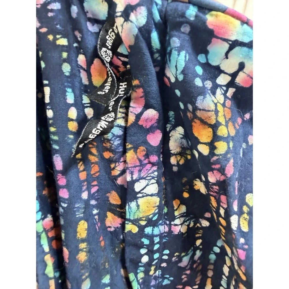Hugger Mugger Yoga Mat Bag Colorful Batik Cotton Two Pocket Zip Up Hippy Artsy